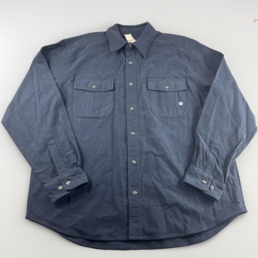 Eddie Bauer Chamois Shirt Men L Blue Long Sleeve Heavyweight Shirt Button Up NEW